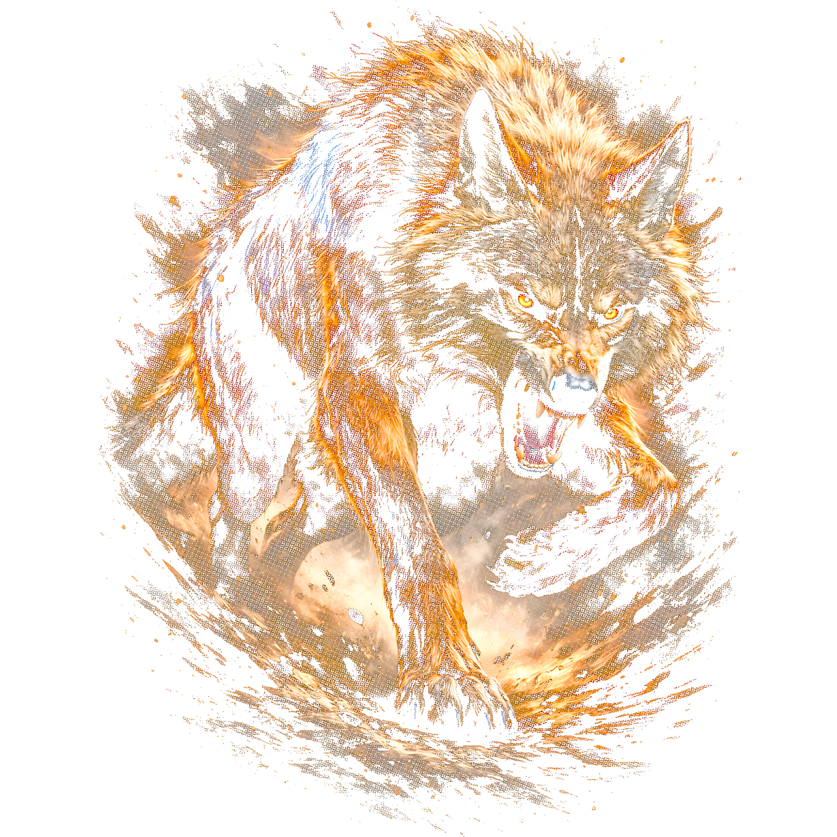Loup féroce en attaque sauvage