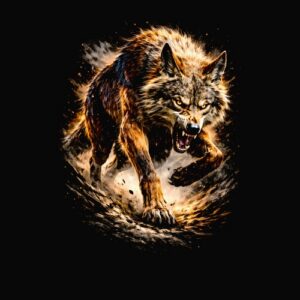 Loup féroce en attaque sauvage