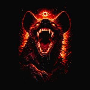 Loup rugissant œil troisième mystique