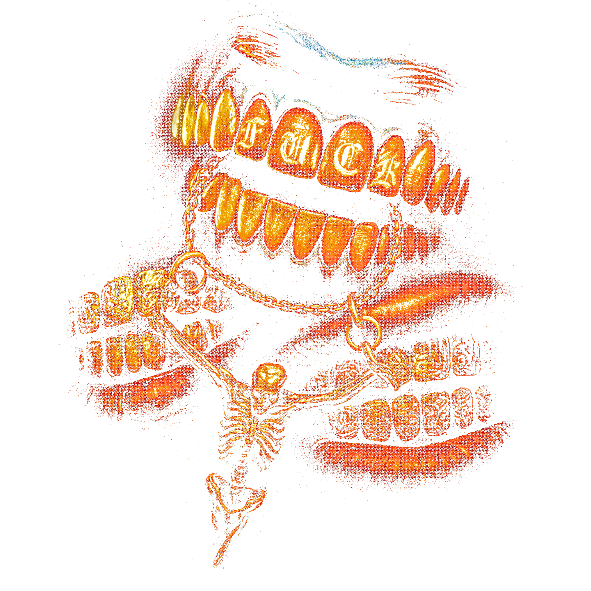Mâchoires denture chaînes pendentif squelette
