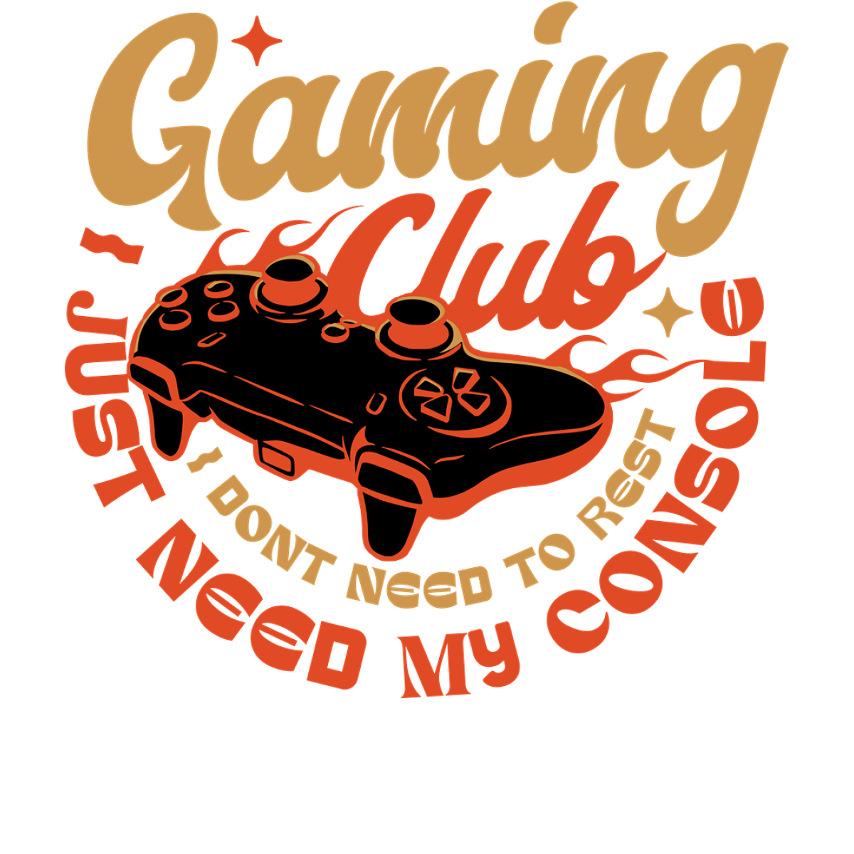 Manette console flammes club gaming texte
