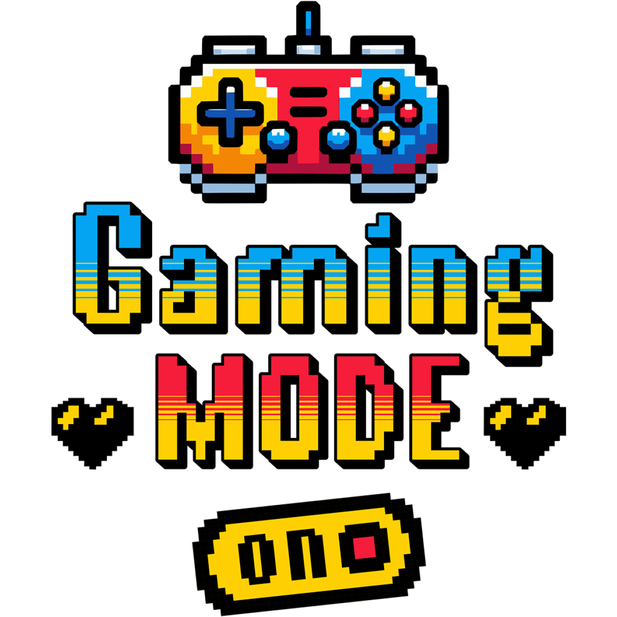 Manette jeu vidéo pixel art mode activé