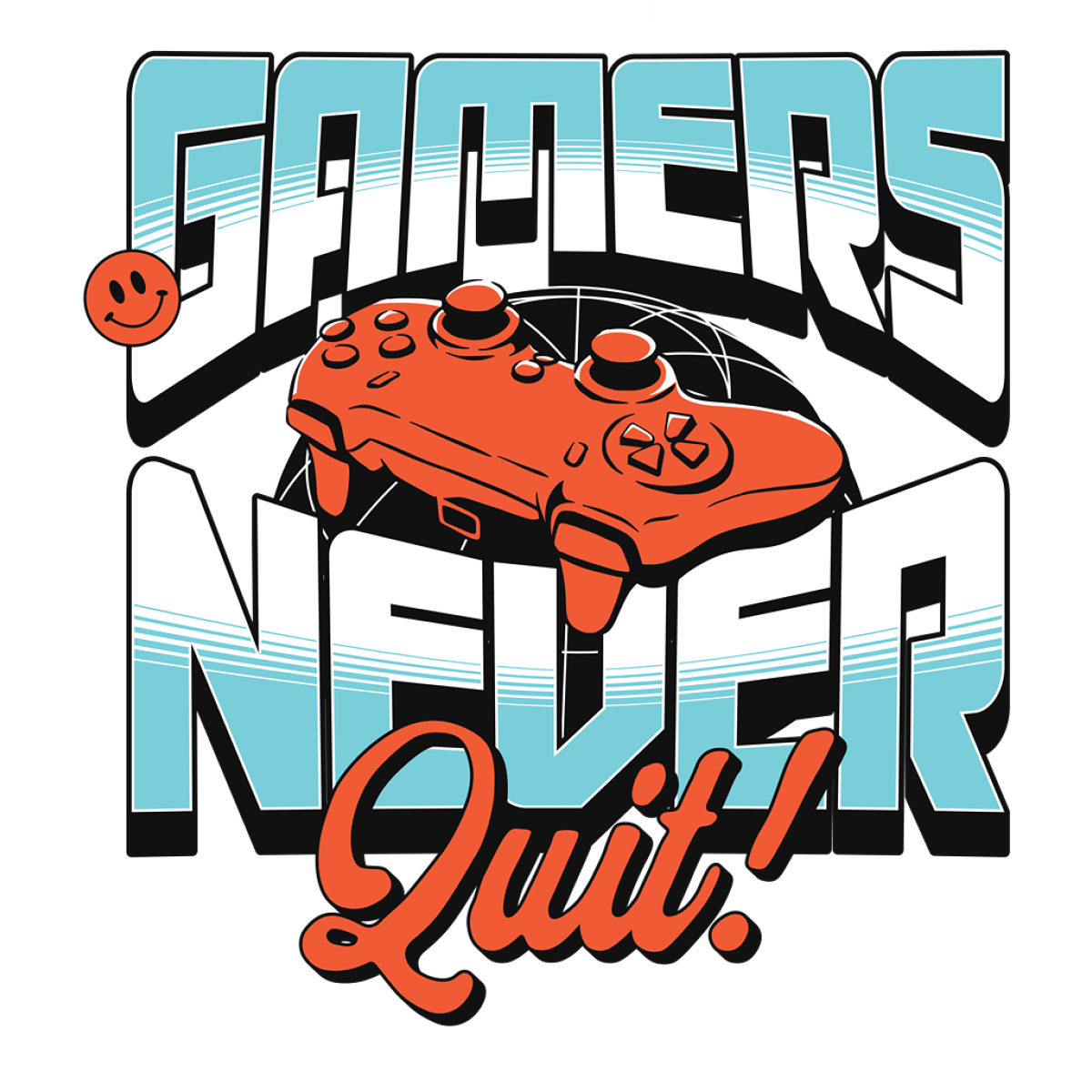Manette orange slogan gamers persévérance