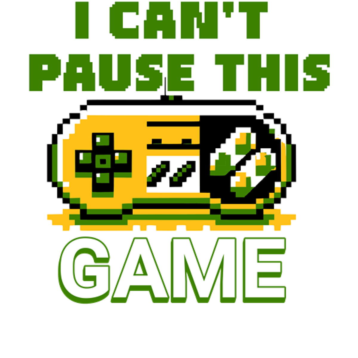 Manette pixel art texte anglais pause impossible