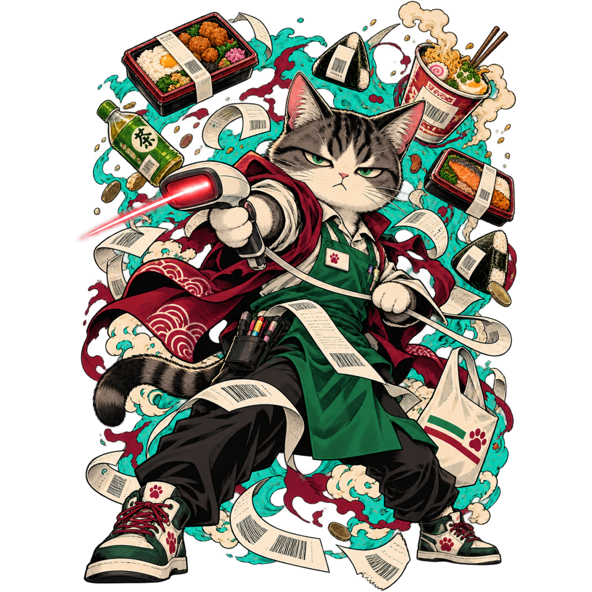Manga Chat Caissier Sabre Laser