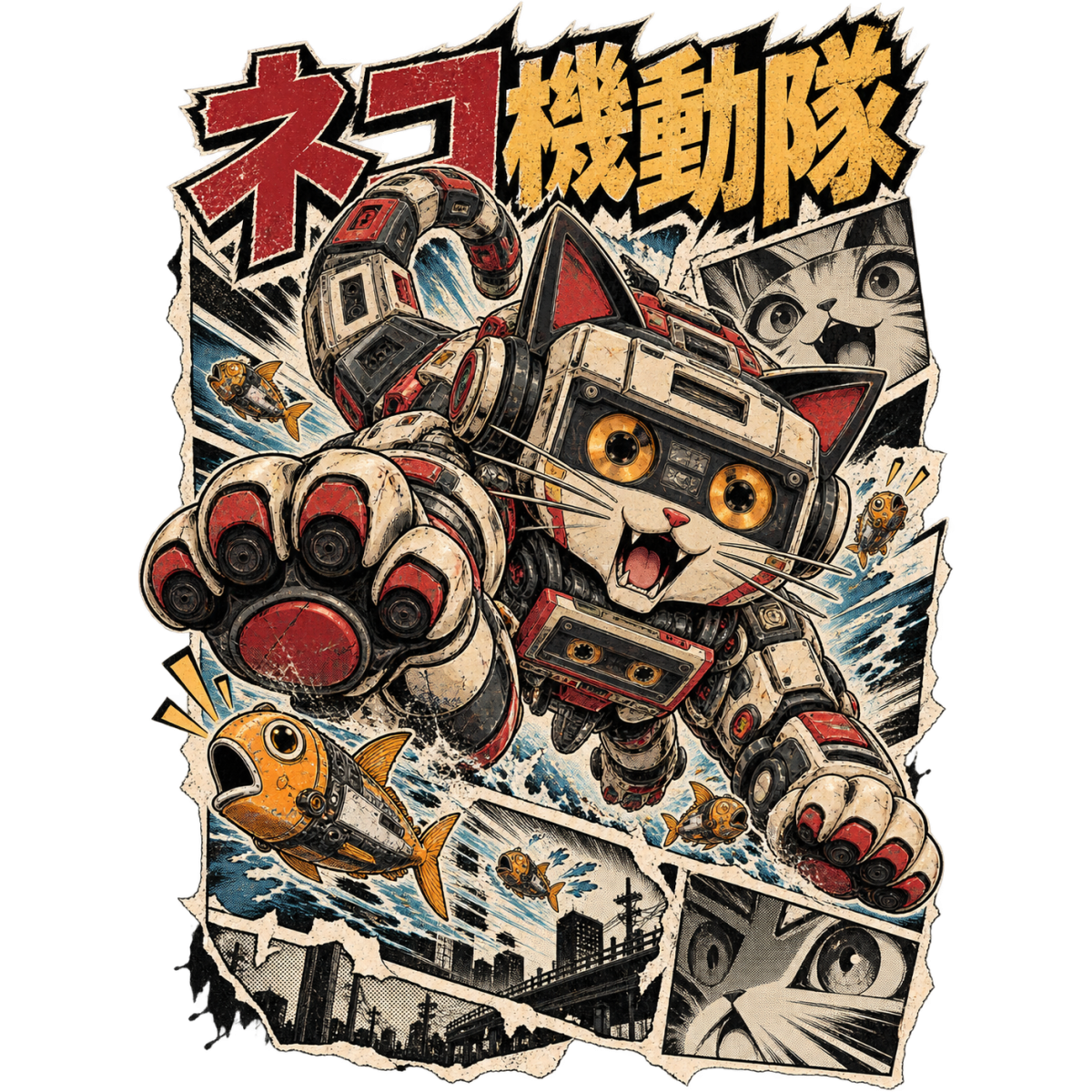 Manga Chat Robot Poissons Volants