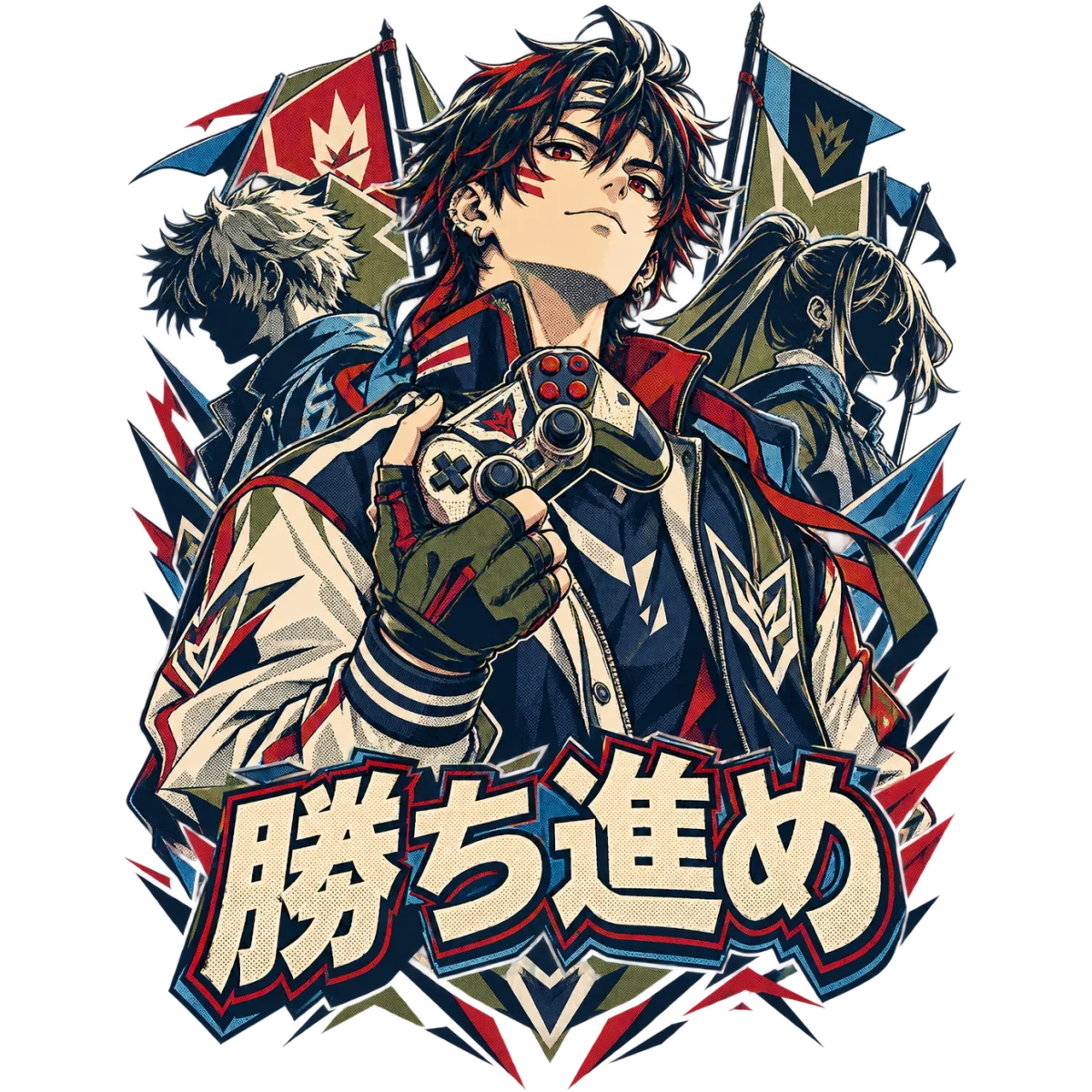 Manga console confident drapeaux dynamique