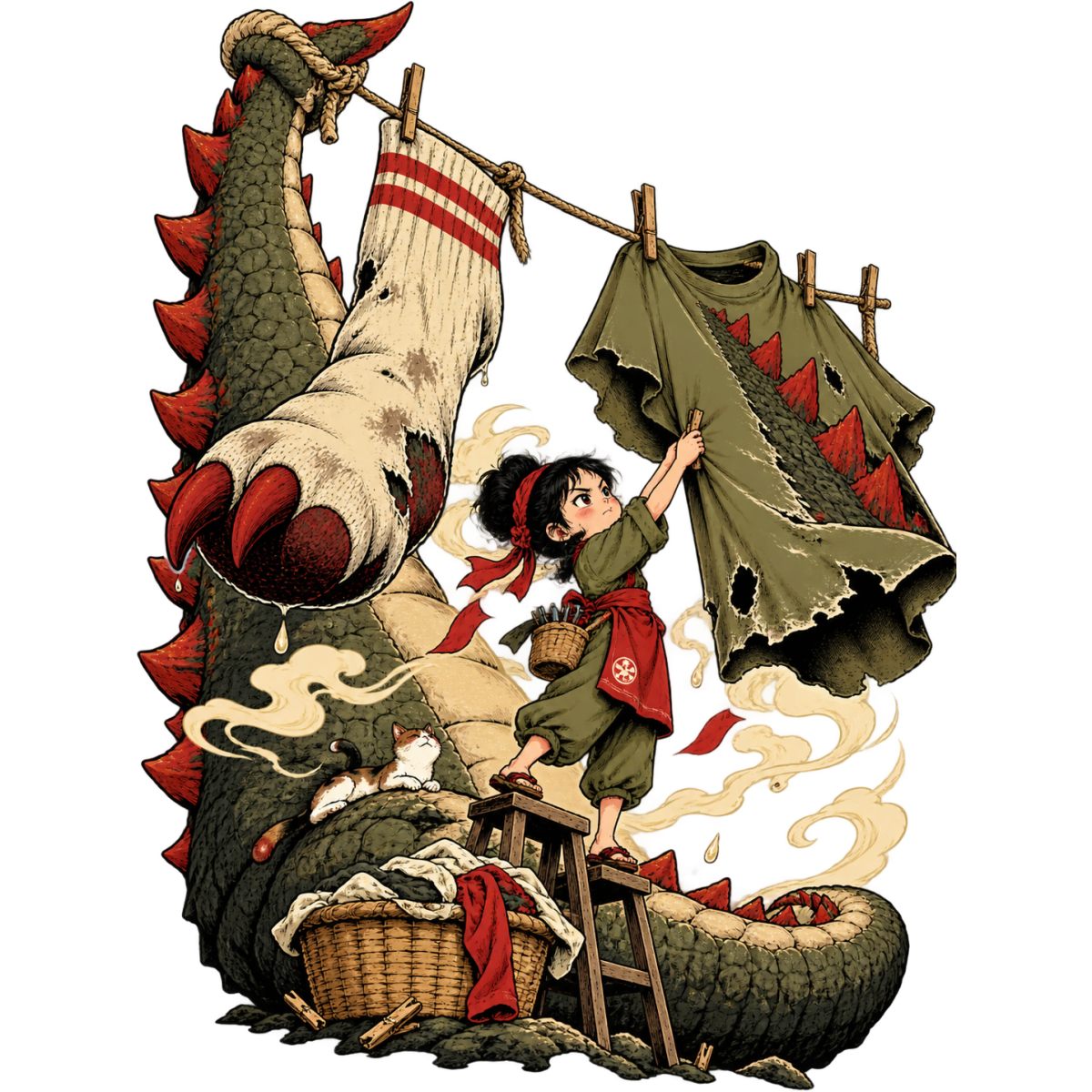 Manga Heroine Lessive Monstre Geant