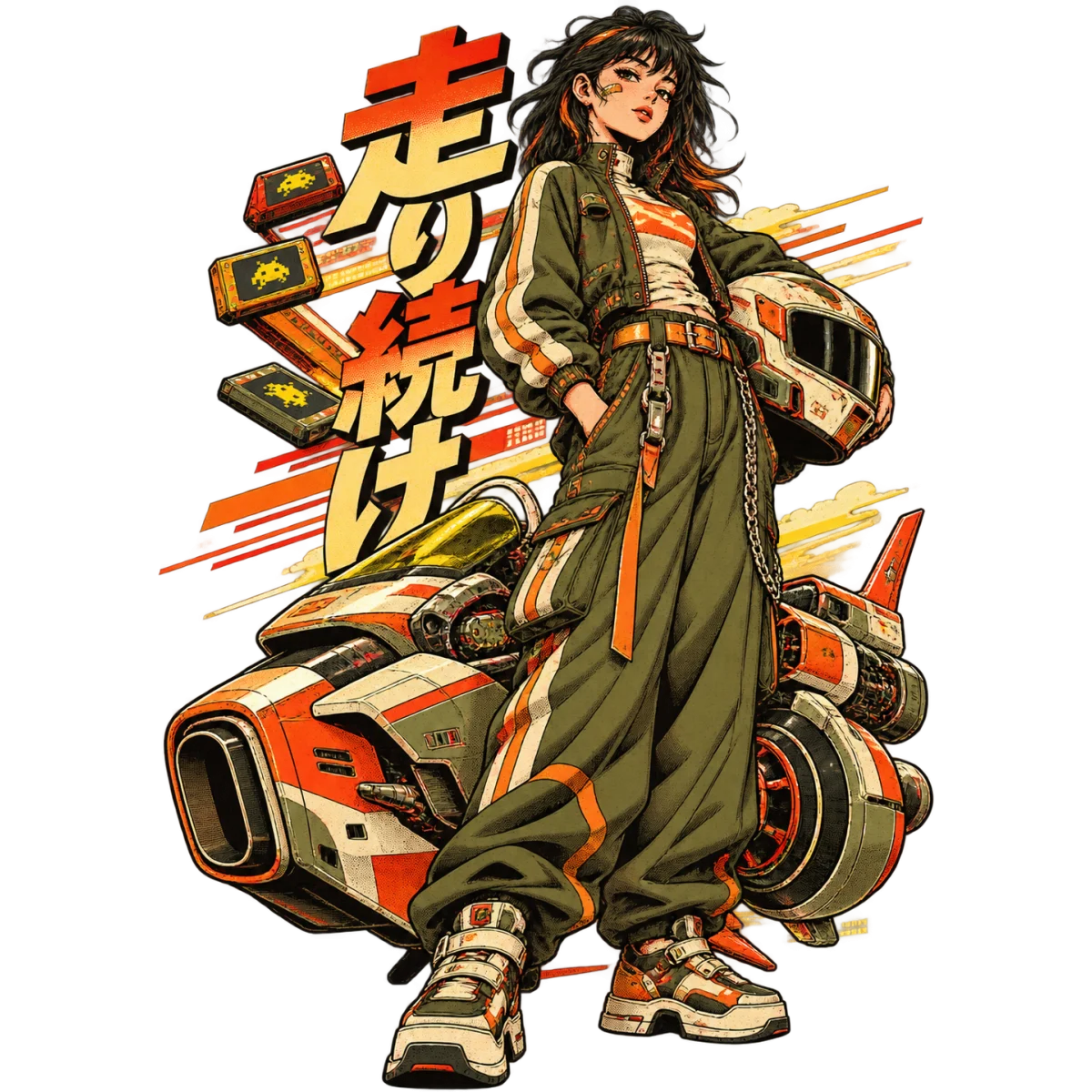 Manga moto casque style futuriste
