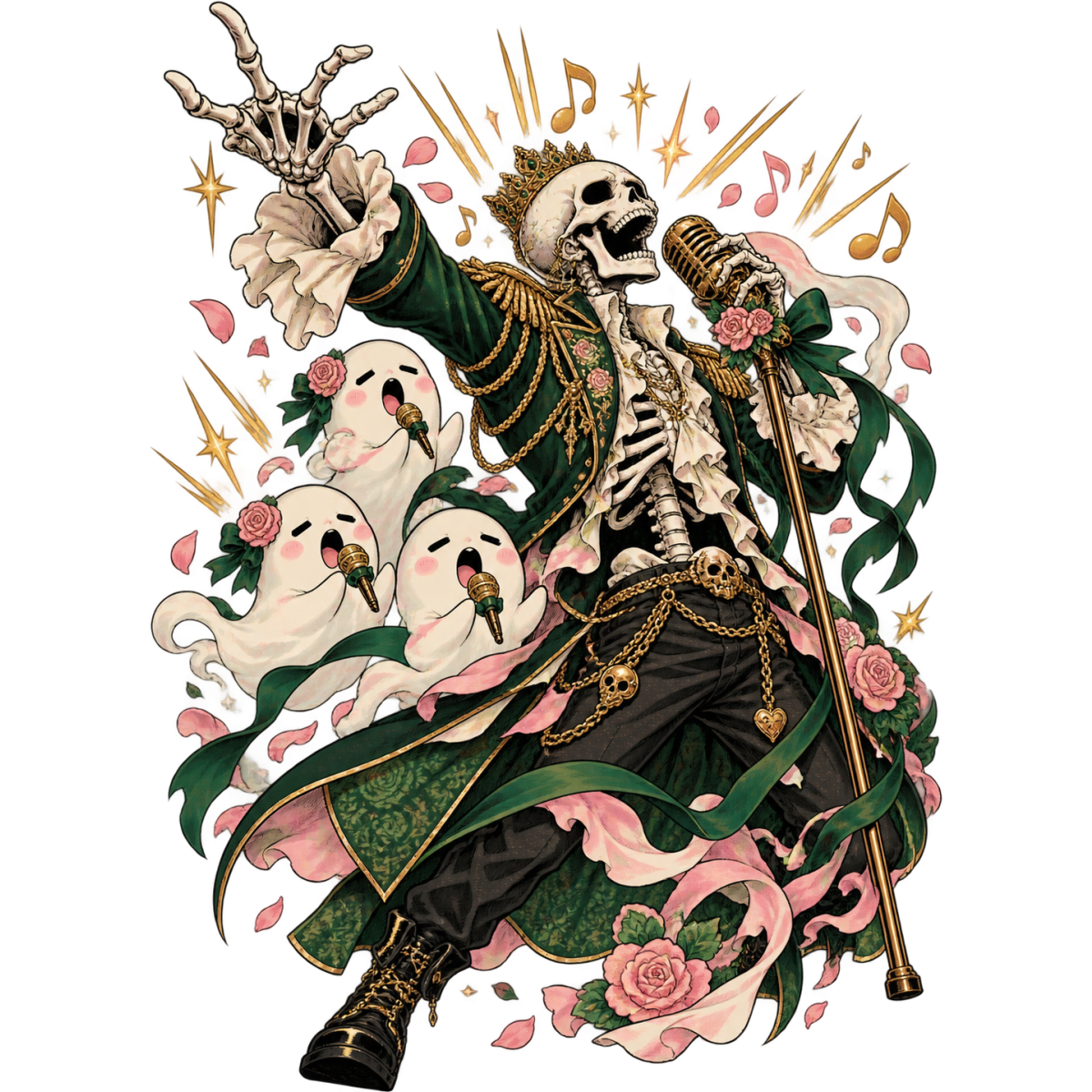 Manga Squelette Chanteur Chorale Fantome
