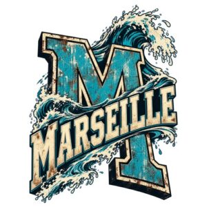 Marseille Lettre Vagues Varsity Grunge
