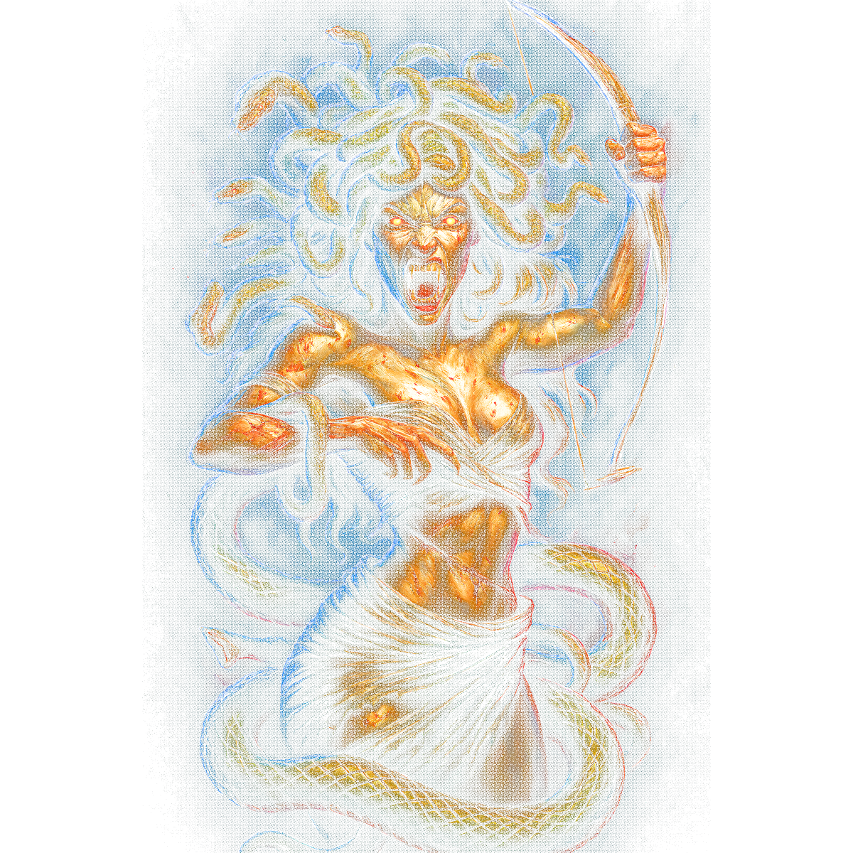 Méduse mythique femme serpents arc