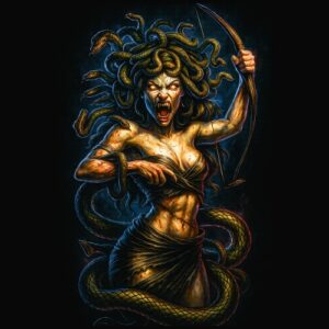 Méduse mythique femme serpents arc