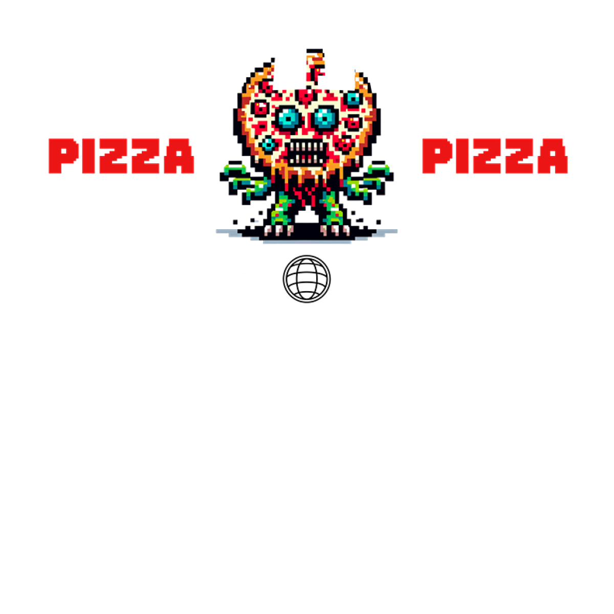 Monstre pixel art tête pizza verte