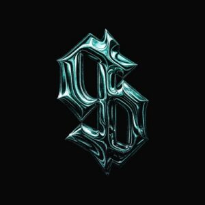 Motif calligraphique style gothique bleu