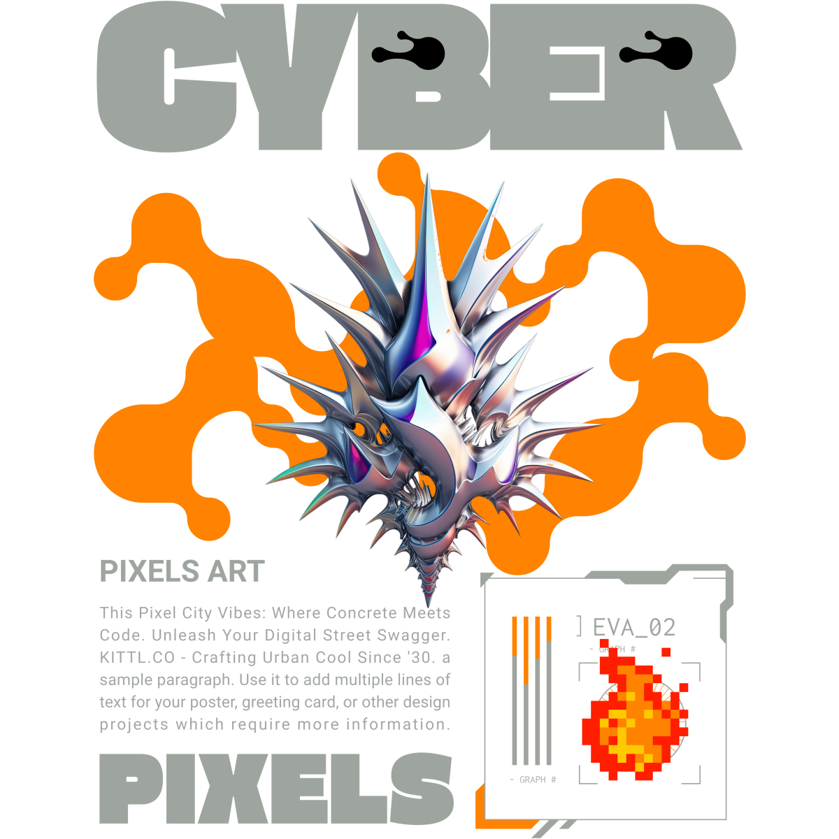 Motif cyber art numérique pixel flamme