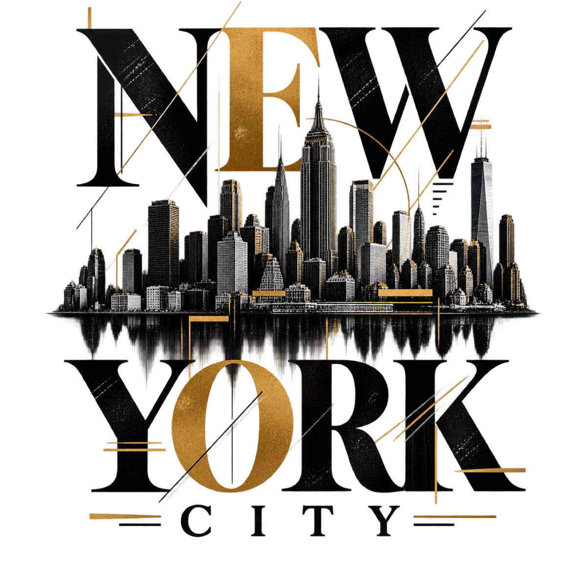 Newyork Skyline Typographie Gold