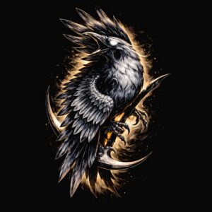 Oiseau stylisé avec griffes dorées