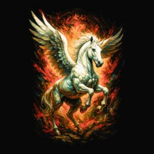 Pégase ailé cheval feu dynamique