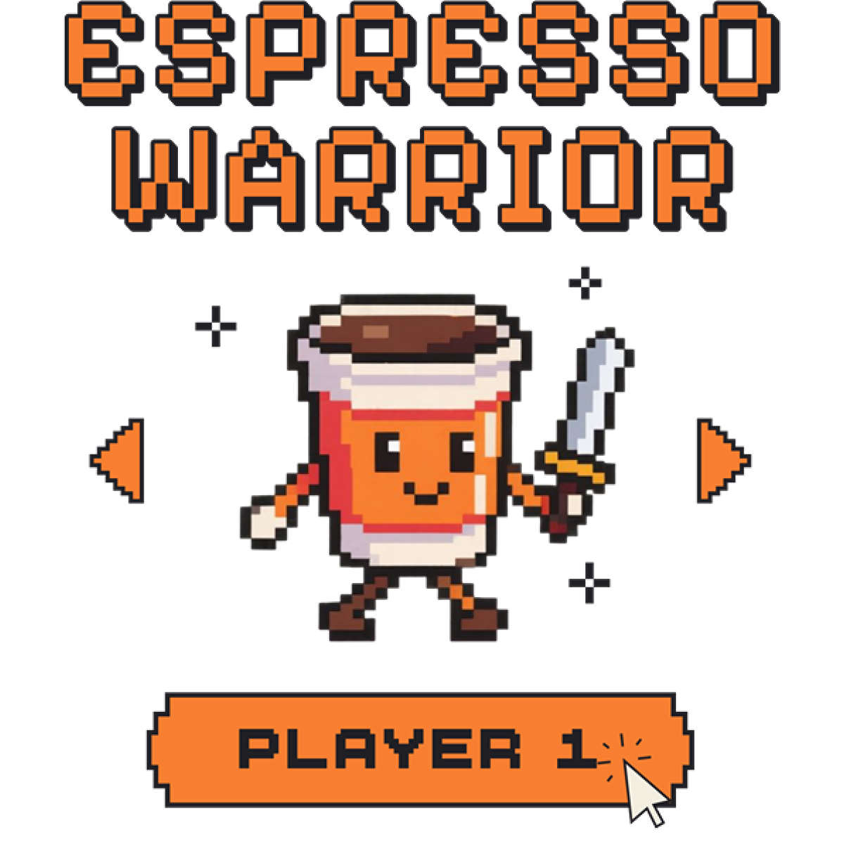 Personnage pixel art tasse épée joueur