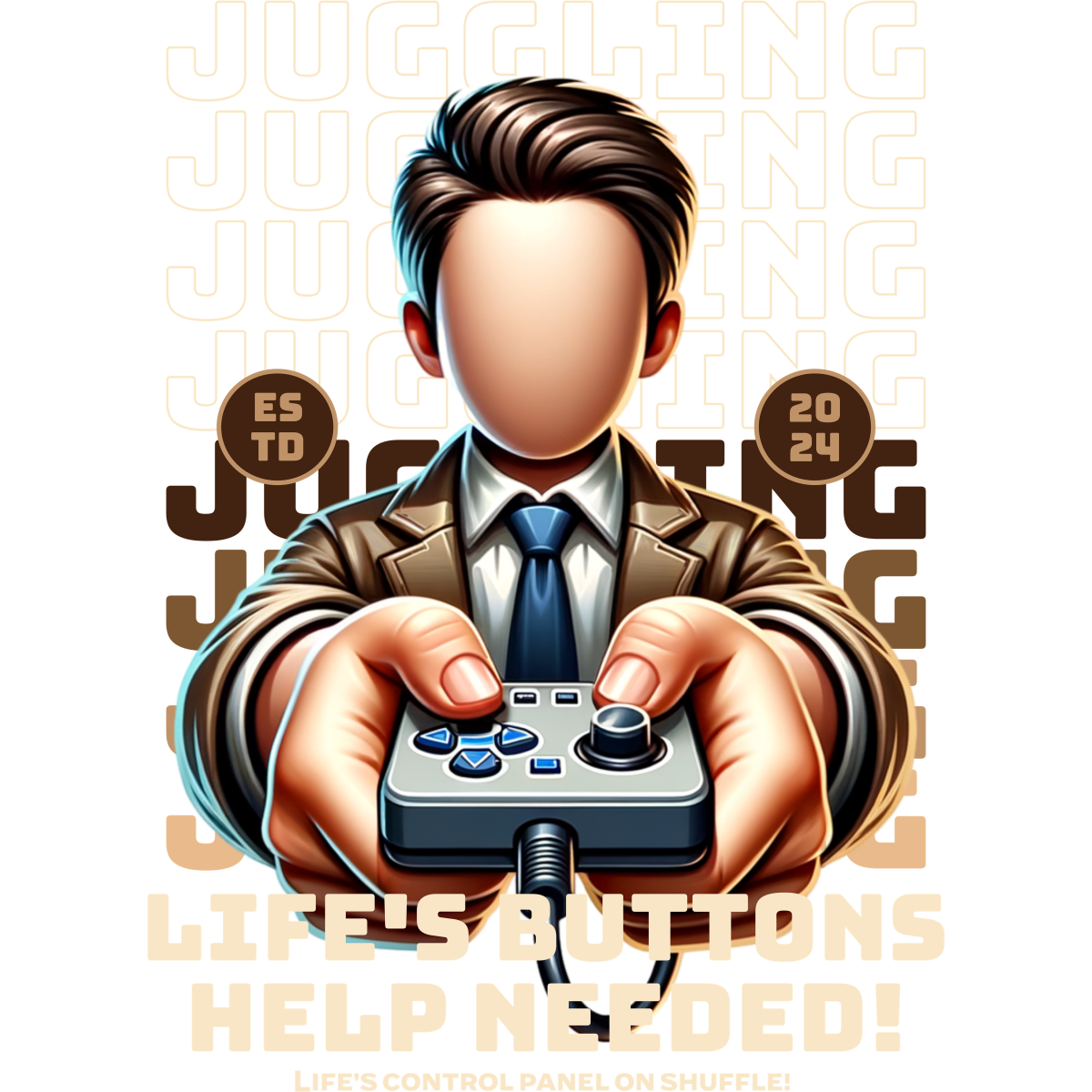 Personnage sans visage manette jeu vidéo devant