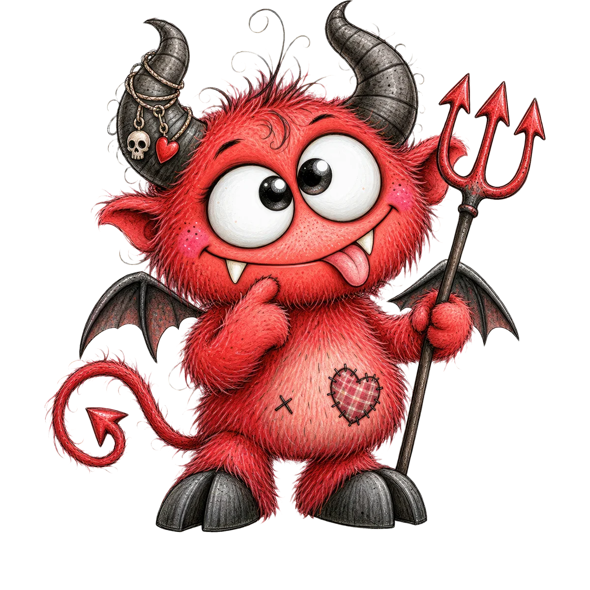 Petit démon rouge mignon avec trident