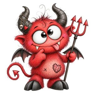Petit démon rouge mignon avec trident