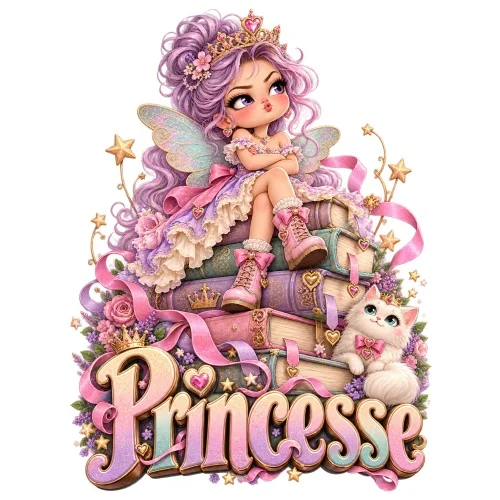 Petite princesse fée ailes livres chat