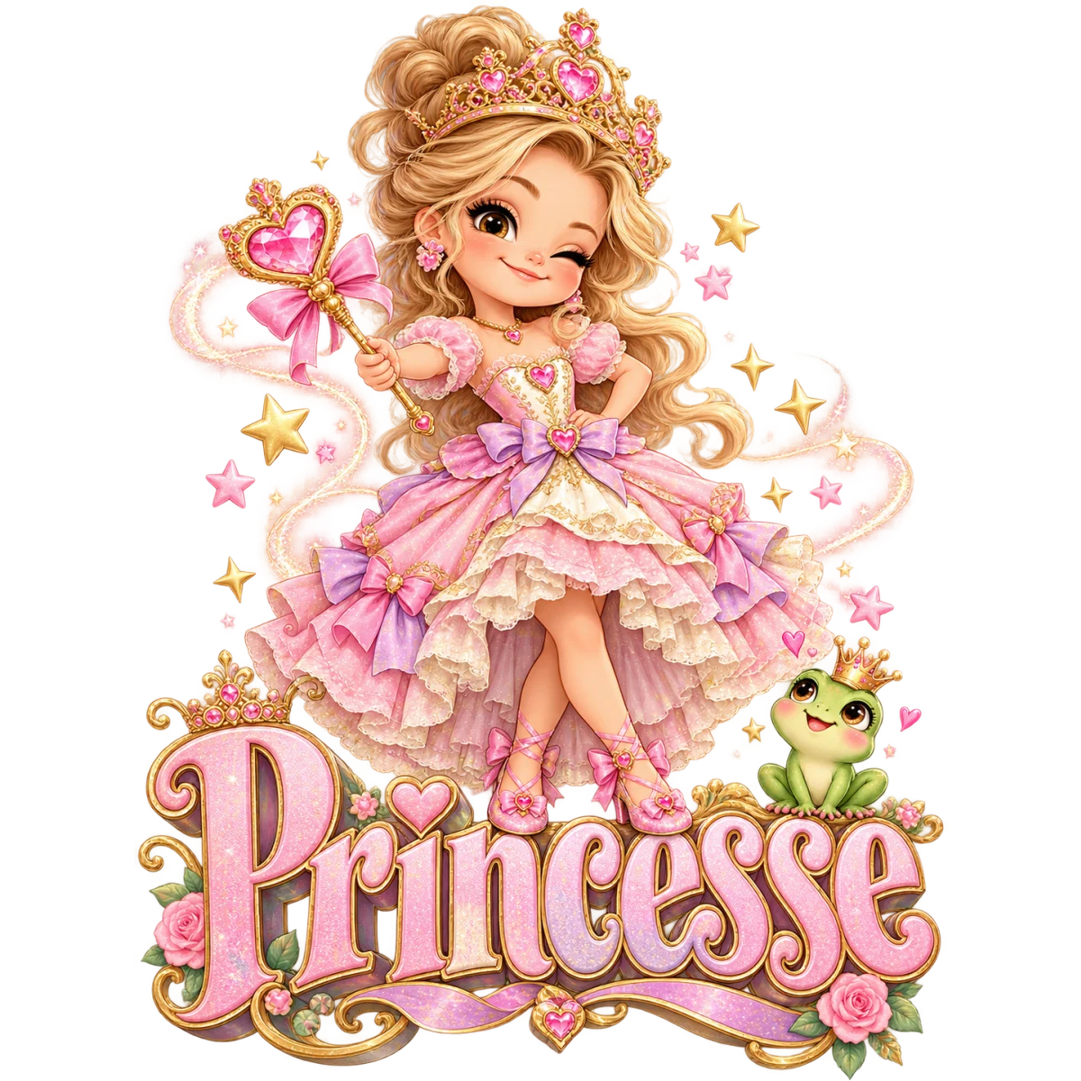Petite princesse souriante avec grenouille