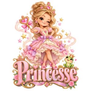 Petite princesse souriante avec grenouille