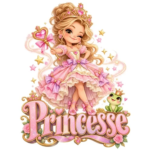 Petite princesse souriante avec grenouille