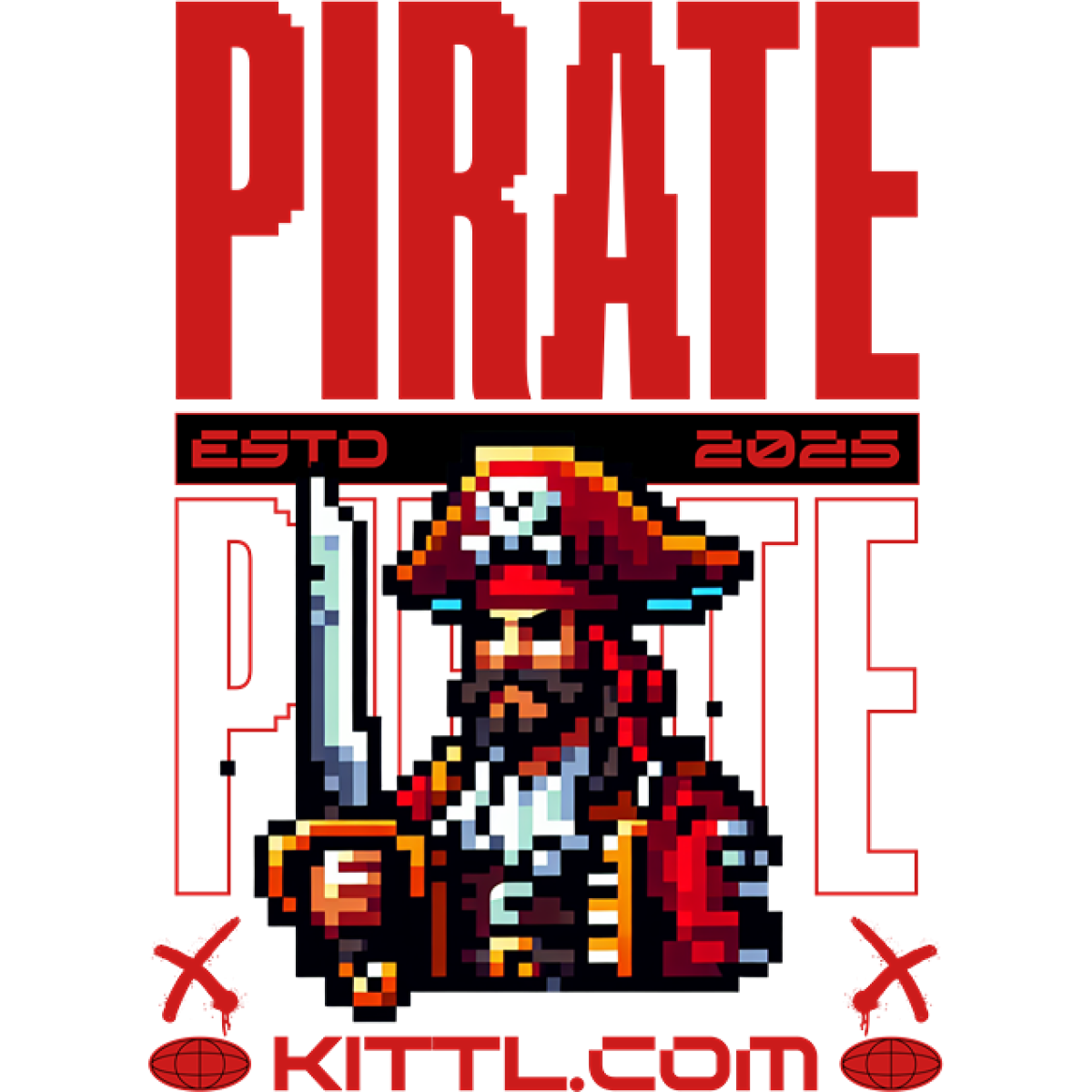 Pirate pixel art épée chapeau rouge