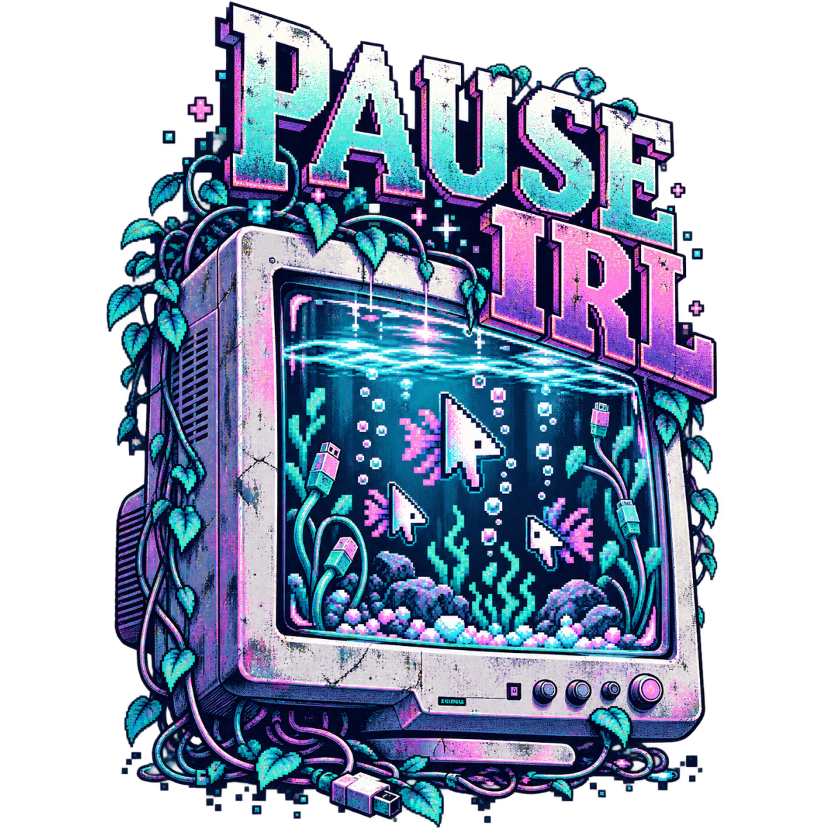 Pixel Gamer Aquarium Crt Poissons Curseur