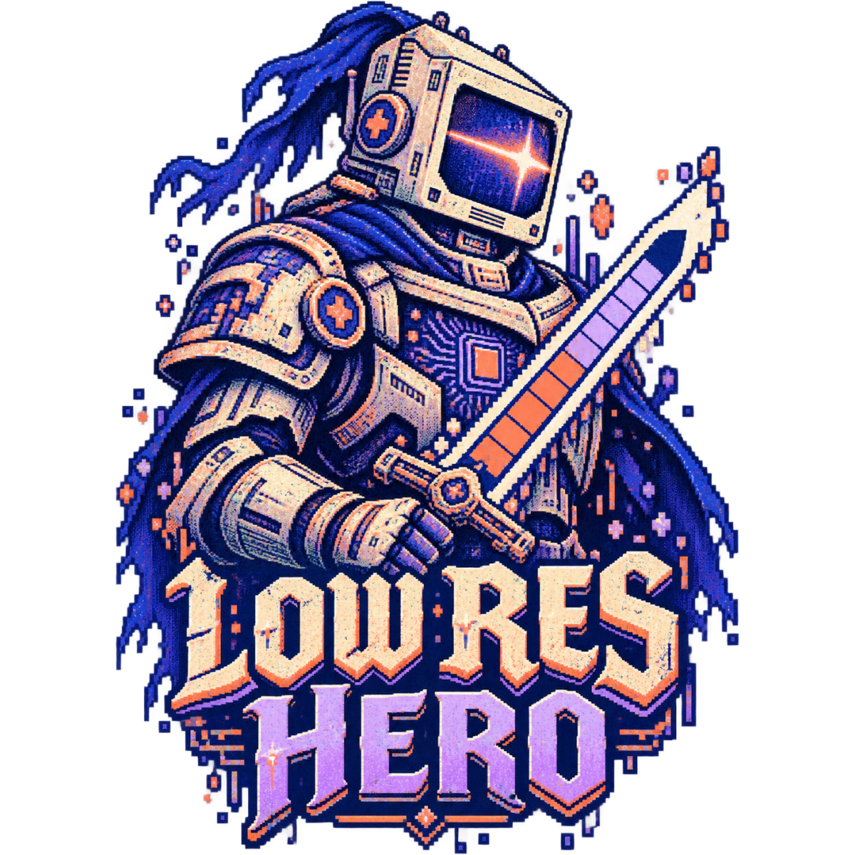 Pixel Gamer Chevalier Ecran Epee Pixel