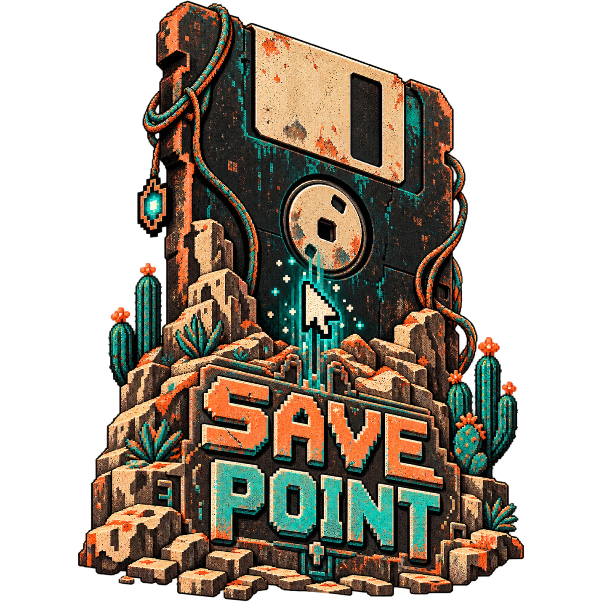 Pixel Gamer Disquette Save Point Desert