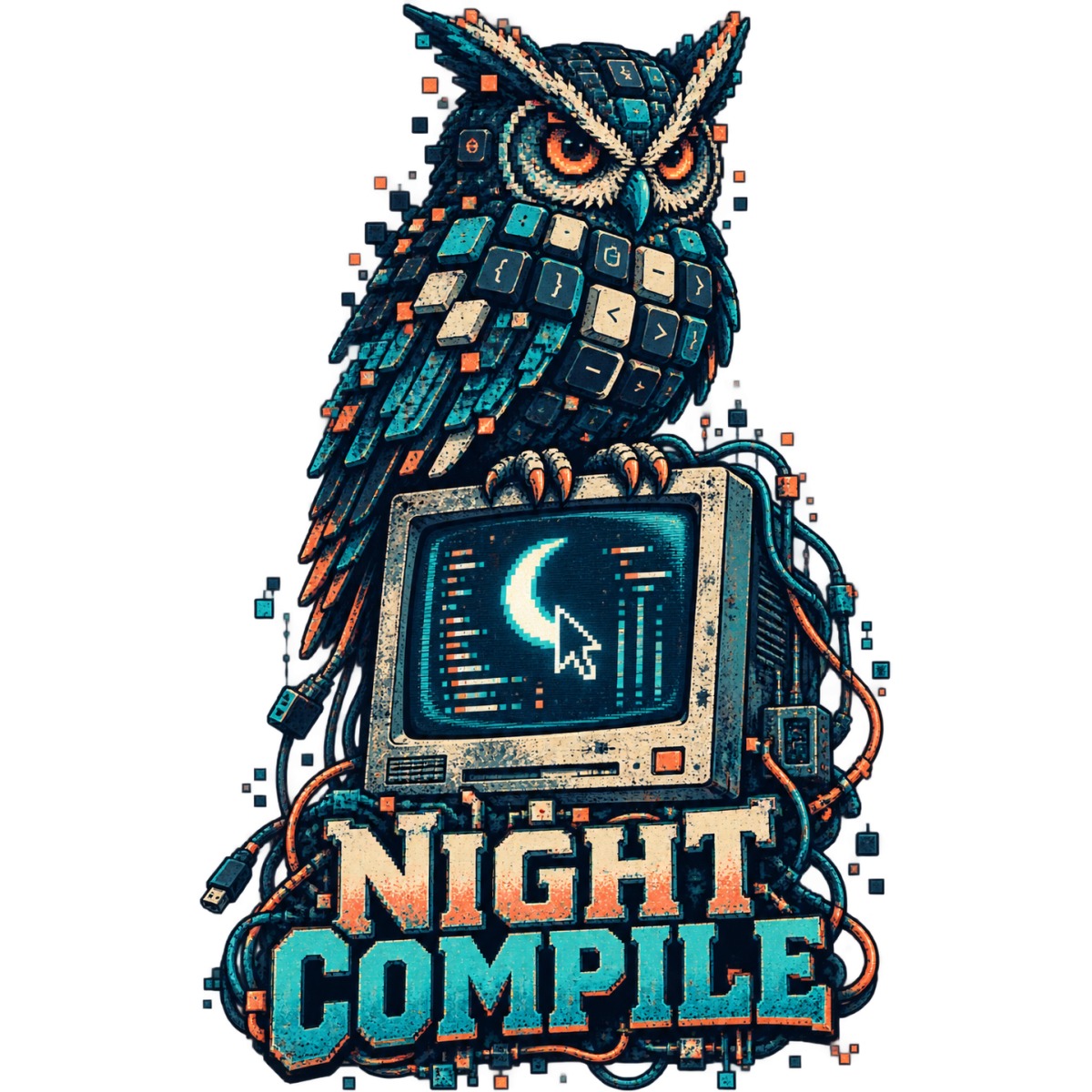 Pixel Gamer Hibou Clavier Nuit Code