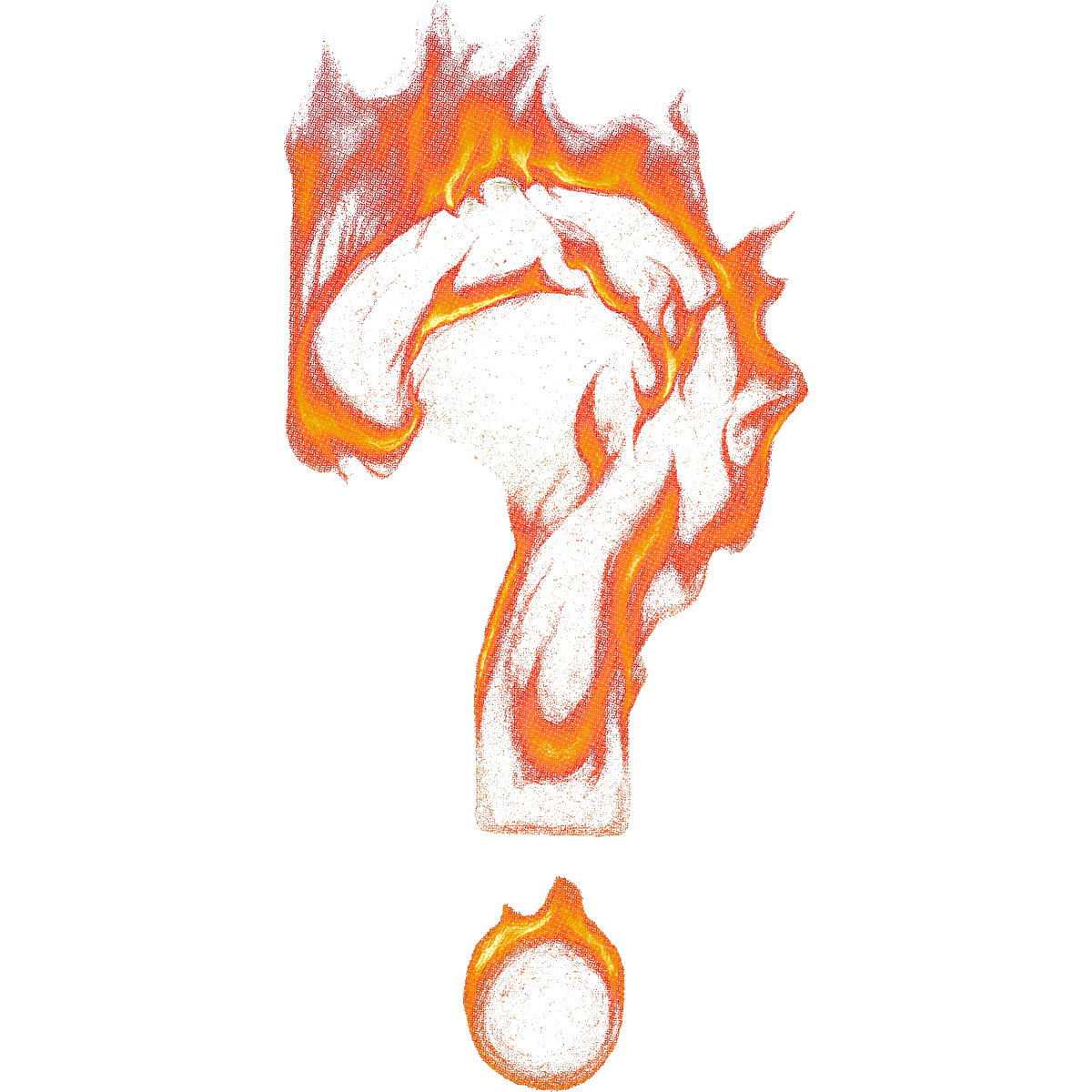 Point d interrogation en flammes