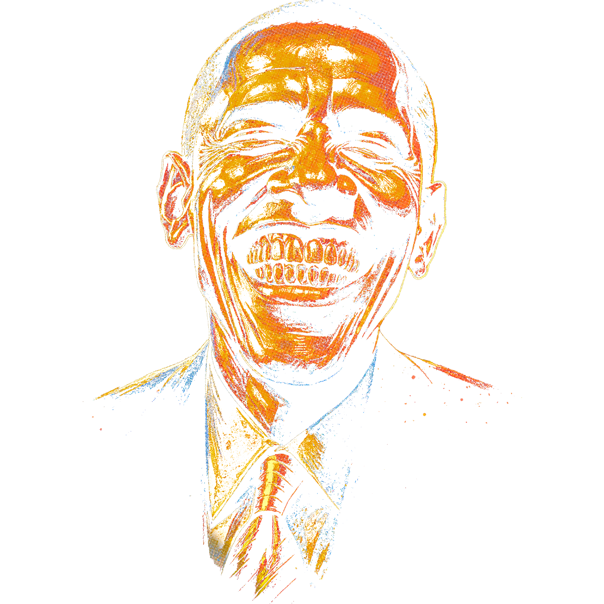Portrait dessiné Obama souriant cravate