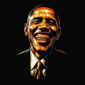 Portrait dessiné Obama souriant cravate