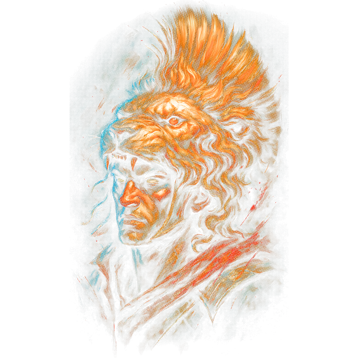 Portrait d’homme coiffé tête de lion