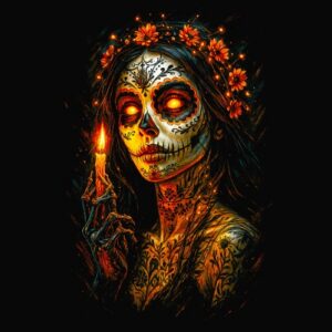 Portrait femme visage maquillage fleurs allumette