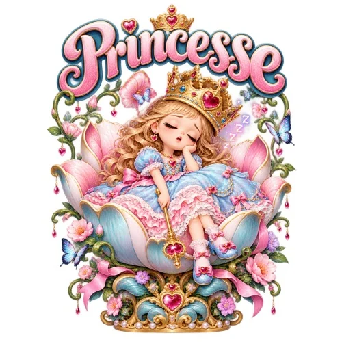 Princesse endormie couronnée fleur papillon
