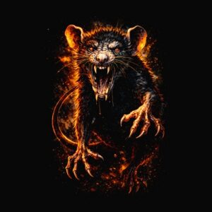 Rat agressif griffes et crocs apparents
