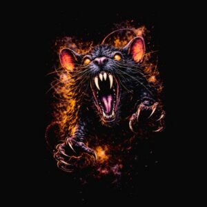 Rat agressif gueule ouverte griffes visibles