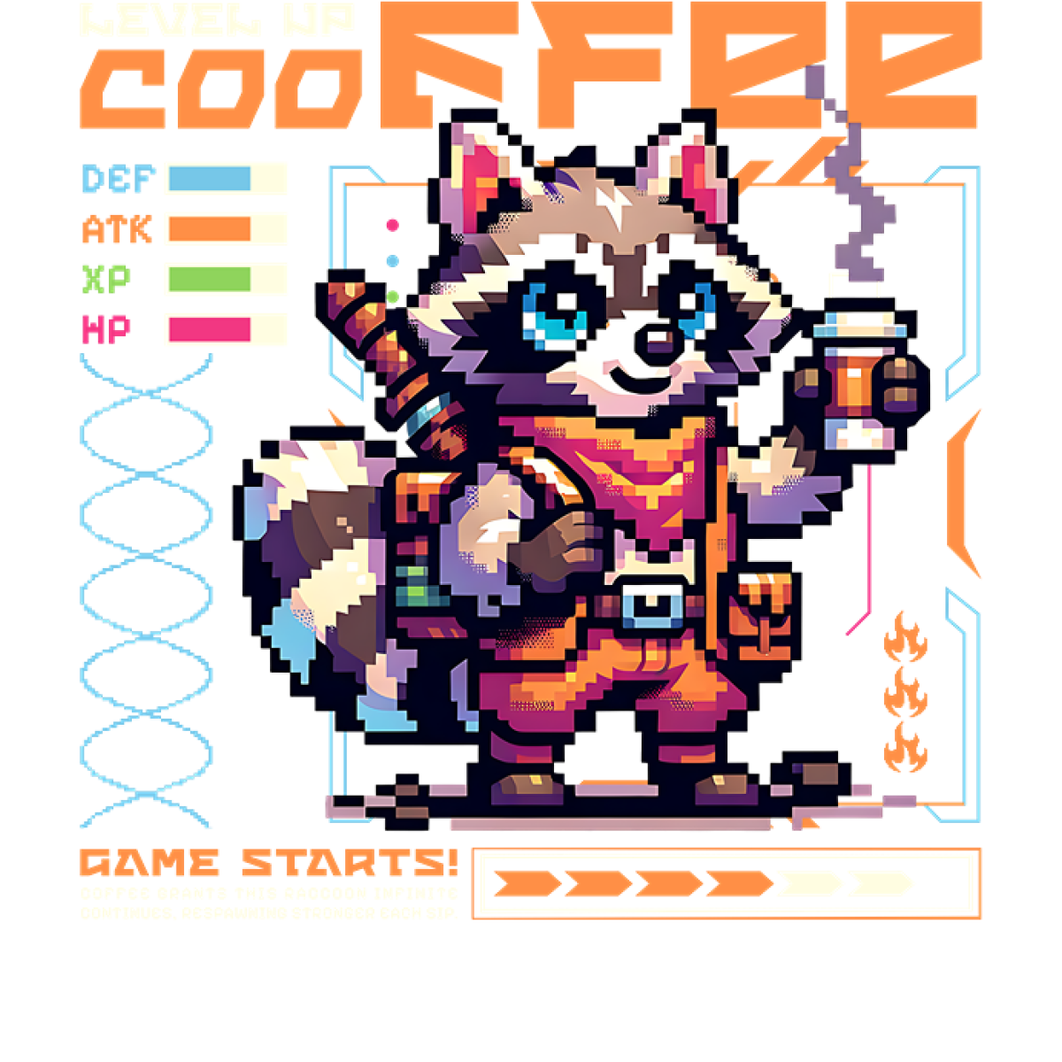 Ratons laveurs aventuriers pixel art