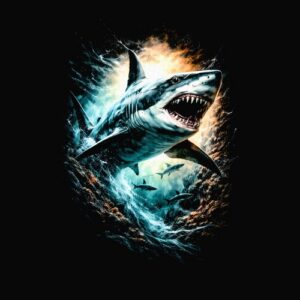 Requin blanc attaquant vague océanique