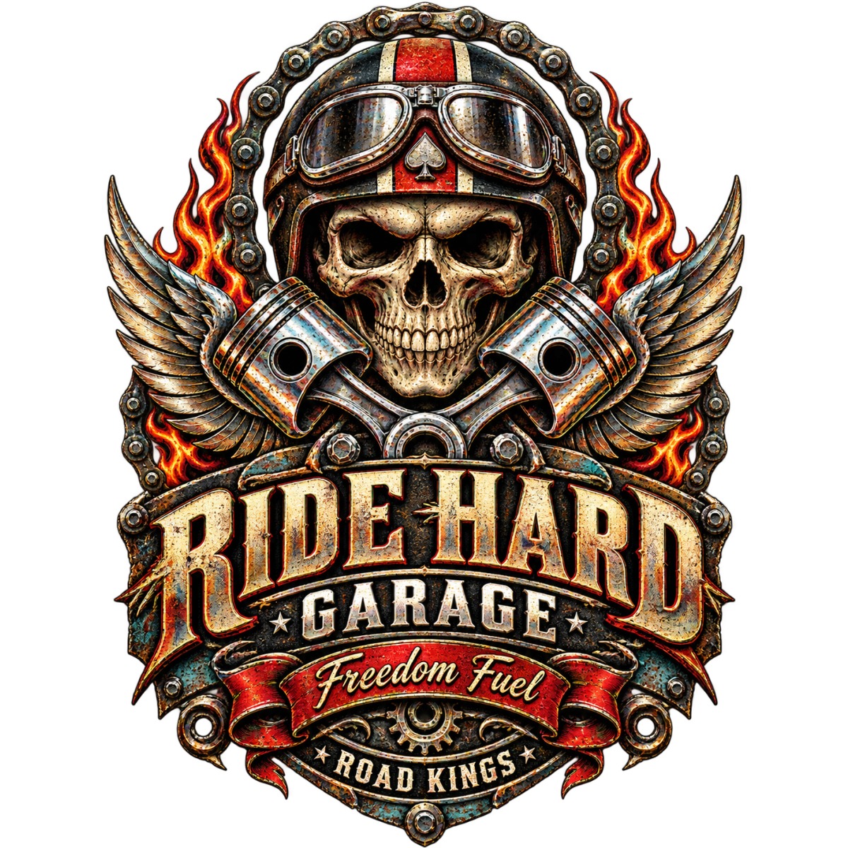 Ride Hard Garage Skull