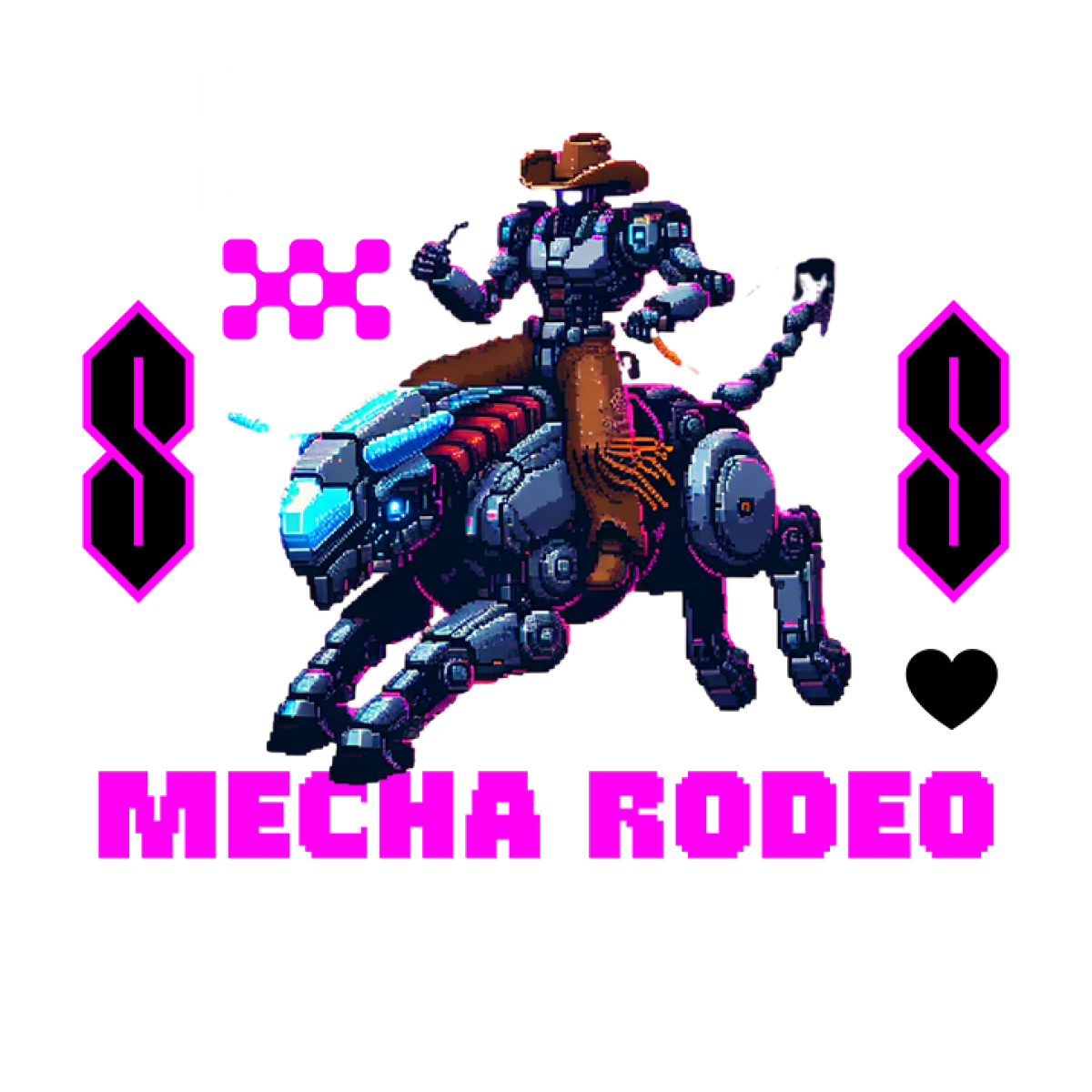 Robot cow-boy chevauchant taureau mécanique
