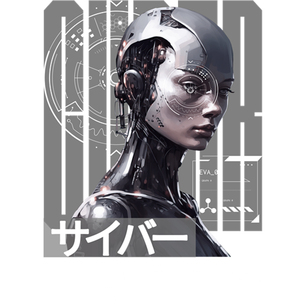 Robot cyborg futuriste portrait numérique