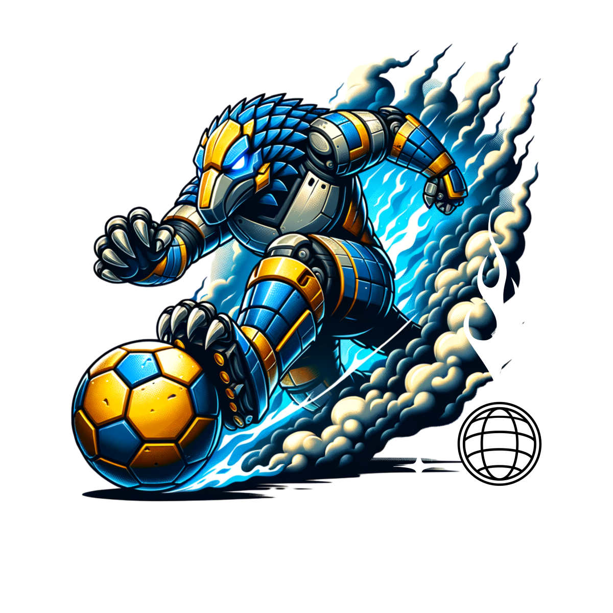 Robot style mécanique jouant football